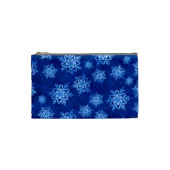 Snowflakes And Star Patterns Blue Snow Cosmetic Bag (small) by artworkshop