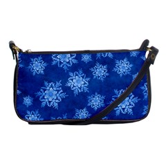 Snowflakes And Star Patterns Blue Snow Shoulder Clutch Bag by artworkshop