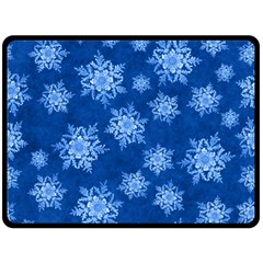 Snowflakes And Star Patterns Blue Snow Fleece Blanket (large)  by artworkshop