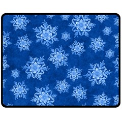 Snowflakes And Star Patterns Blue Snow Fleece Blanket (medium)  by artworkshop