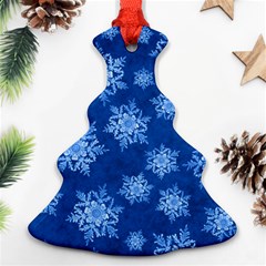 Snowflakes And Star Patterns Blue Snow Christmas Tree Ornament (two Sides) by artworkshop