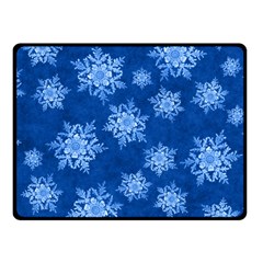 Snowflakes And Star Patterns Blue Snow Fleece Blanket (small) by artworkshop