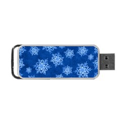 Snowflakes And Star Patterns Blue Snow Portable Usb Flash (two Sides) by artworkshop