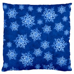 Snowflakes And Star Patterns Blue Snow Large Cushion Case (two Sides) by artworkshop