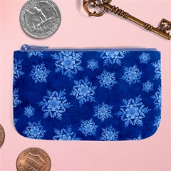 Snowflakes And Star Patterns Blue Snow Large Coin Purse by artworkshop