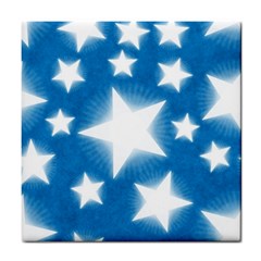 Snowflakes And Star Patterns Blue Stars Tile Coaster by artworkshop