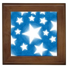 Snowflakes And Star Patterns Blue Stars Framed Tile by artworkshop