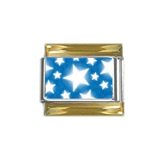 Snowflakes And Star Patterns Blue Stars Gold Trim Italian Charm (9mm) by artworkshop