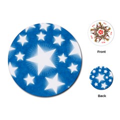 Snowflakes And Star Patterns Blue Stars Playing Cards Single Design (round) by artworkshop