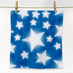 Snowflakes And Star Patterns Blue Stars Face Towel by artworkshop