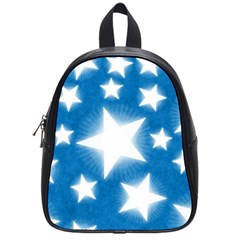 Snowflakes And Star Patterns Blue Stars School Bag (small) by artworkshop