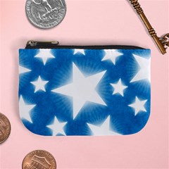 Snowflakes And Star Patterns Blue Stars Mini Coin Purse by artworkshop