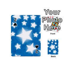 Snowflakes And Star Patterns Blue Stars Playing Cards 54 Designs (mini) by artworkshop