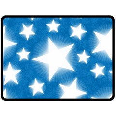 Snowflakes And Star Patterns Blue Stars Fleece Blanket (large)  by artworkshop