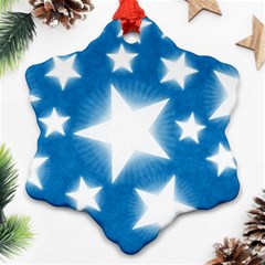 Snowflakes And Star Patterns Blue Stars Ornament (snowflake) by artworkshop