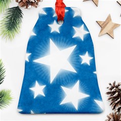 Snowflakes And Star Patterns Blue Stars Ornament (bell) by artworkshop