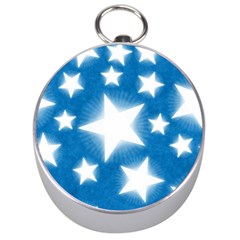 Snowflakes And Star Patterns Blue Stars Silver Compasses by artworkshop