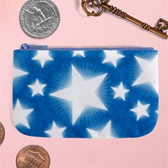 Snowflakes And Star Patterns Blue Stars Large Coin Purse by artworkshop