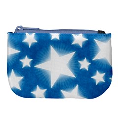 Snowflakes And Star Patterns Blue Stars Large Coin Purse by artworkshop