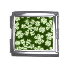 Snowflakes And Star Patterns Green Frost Mega Link Italian Charm (18mm) by artworkshop