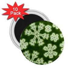 Snowflakes And Star Patterns Green Frost 2 25  Magnets (10 Pack)  by artworkshop