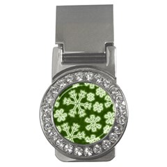 Snowflakes And Star Patterns Green Frost Money Clips (cz)  by artworkshop