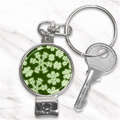 Snowflakes And Star Patterns Green Frost Nail Clippers Key Chain by artworkshop