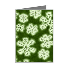 Snowflakes And Star Patterns Green Frost Mini Greeting Card by artworkshop