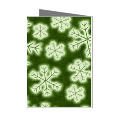 Snowflakes And Star Patterns Green Frost Mini Greeting Cards (pkg Of 8) by artworkshop