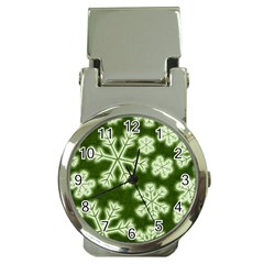 Snowflakes And Star Patterns Green Frost Money Clip Watches by artworkshop