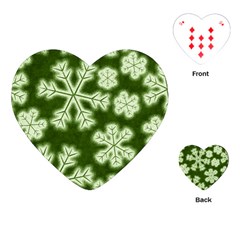 Snowflakes And Star Patterns Green Frost Playing Cards Single Design (heart) by artworkshop