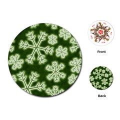 Snowflakes And Star Patterns Green Frost Playing Cards Single Design (round) by artworkshop