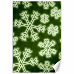 Snowflakes And Star Patterns Green Frost Canvas 12  X 18  by artworkshop