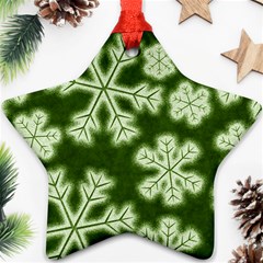 Snowflakes And Star Patterns Green Frost Star Ornament (two Sides) by artworkshop