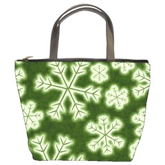 Snowflakes And Star Patterns Green Frost Bucket Bag by artworkshop