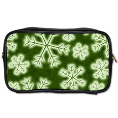 Snowflakes And Star Patterns Green Frost Toiletries Bag (one Side) by artworkshop