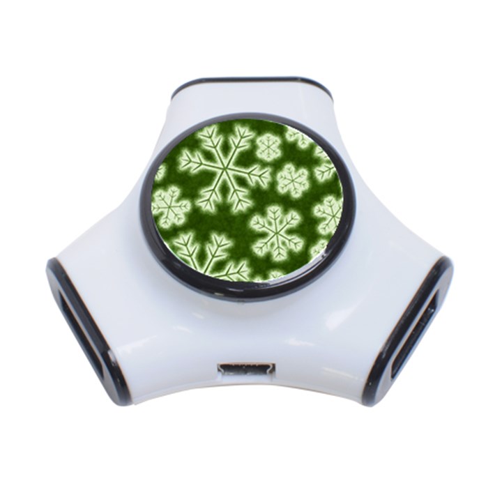 Snowflakes And Star Patterns Green Frost 3-Port USB Hub