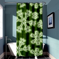 Snowflakes And Star Patterns Green Frost Shower Curtain 36  X 72  (stall)  by artworkshop