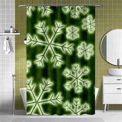 Snowflakes And Star Patterns Green Frost Shower Curtain 48  X 72  (small)  by artworkshop