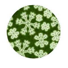 Snowflakes And Star Patterns Green Frost Mini Round Pill Box (pack Of 5) by artworkshop