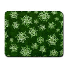 Snowflakes And Star Patterns Green Snow Small Mousepad by artworkshop