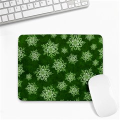 Snowflakes And Star Patterns Green Snow Small Mousepad by artworkshop