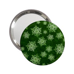 Snowflakes And Star Patterns Green Snow 2 25  Handbag Mirrors by artworkshop