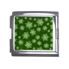 Snowflakes And Star Patterns Green Snow Mega Link Italian Charm (18mm) by artworkshop