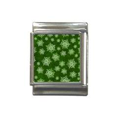 Snowflakes And Star Patterns Green Snow Italian Charm (13mm) by artworkshop