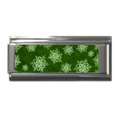 Snowflakes And Star Patterns Green Snow Superlink Italian Charm (9mm) by artworkshop