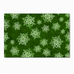 Snowflakes And Star Patterns Green Snow Postcard 4 x 6  (pkg Of 10) by artworkshop