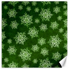 Snowflakes And Star Patterns Green Snow Canvas 16  X 16  by artworkshop