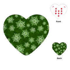 Snowflakes And Star Patterns Green Snow Playing Cards Single Design (heart) by artworkshop