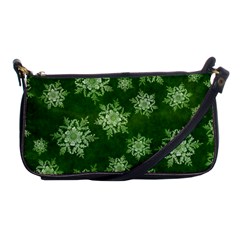 Snowflakes And Star Patterns Green Snow Shoulder Clutch Bag